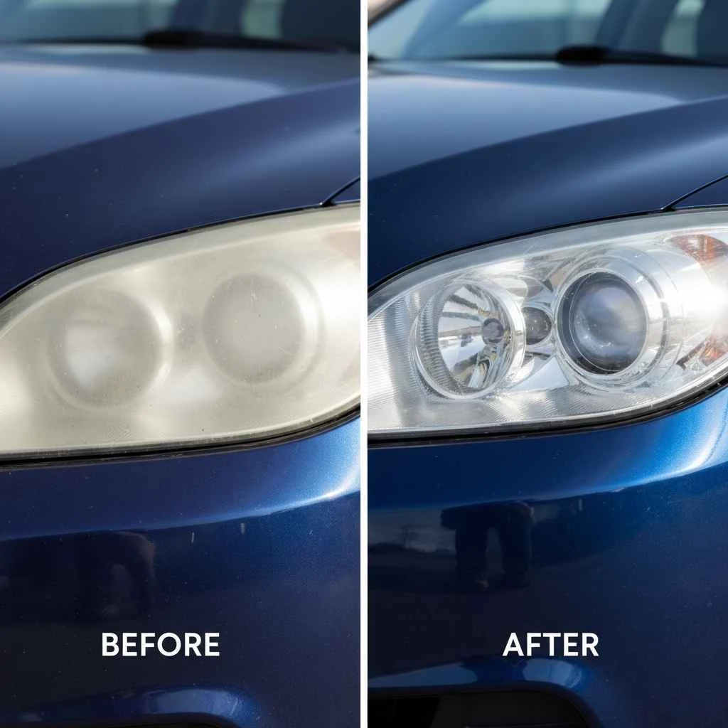 Headlight restoration before and after
